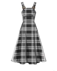 a black and white plaid dress with straps