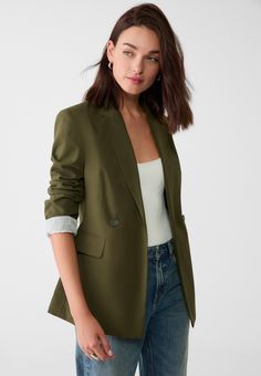 Slim fit double-breasted blazer - Women's Jackets | Stradivarius United States