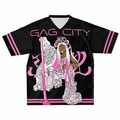 Nicki Minaj Tour | Pink Friday 2 Jersey | Gag City Shirt Hi, Barbz! These are created as ordered, so, no refunds or exchanges. Pleaseeee ask me any and all questions necessary and check size guide and your measurements before ordering. Thank you so so much. <3 <3 !! Be the best dressed person in your crew while still staying casual with this cool football jersey! The unisex style makes it flattering for everyone of all shapes and sizes. Whether you’re on the football field attempting a hat trick Harajuku Style Pink Top With Graphic Design, Pink Harajuku Top With Graphic Design, Pink Harajuku Style Top With Graphic Design, Pink Harajuku Graphic Top, Harajuku Short Sleeve Tops For Concert, Harajuku Style Graphic Print Tops For Concert, Harajuku Cotton Tops For Concert, Cotton V-neck Shirt For Streetwear, Harajuku Style Cotton Tops For Concerts