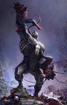 an image of a spiderman riding on the back of a man