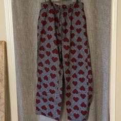 Old Navy Sleep Pants With Hearts Front Opening Large Nwot Casual Straight Leg Bottoms With Heart Print, Casual Cotton Bottoms With Heart Print, Casual Long Pants With Heart Print, Pants With Hearts, The Heart Of Man, Sleep Pants, Old Navy Pants, Navy Pants, Front Open