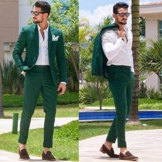 Green Suit Men, Mens Wedding Suits, Green Wedding Suit, Suit Prom, Stylish Men Wear, Suit Green, Stylish Mens Suits, Blazer Outfits Men, Formal Men Outfit