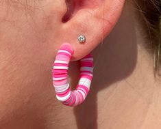 Preppy, pink, teen, earrings, colorful, aesthetic, beachy, tropical, Playful Pink Round Earrings, Trendy Pink Jewelry For Beach Season, Trendy Pink Earrings, Pink Jewelry For Beach Season Vacation, Pink Jewelry For Vacation And Beach Season, Trendy Pink Round Hoop Earrings, Trendy Pink Hypoallergenic Earrings, Trendy Hypoallergenic Pink Earrings, Trendy Pink Dangle Earrings