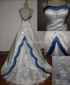 Just a little blue Dye Wedding Dress, Blue Wedding Dress Royal, Royal Blue Wedding Theme, Embroidery Beach, Red And White Wedding, Wedding Dress Gown, Bridal Brooch, Royal Blue Wedding, Blue Themed Wedding