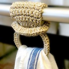 a close up of a towel on a rack