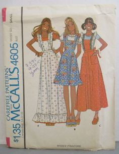 McCall's Pattern 4605 Misses Pinafore Size Small (10-12) Length Variations Cut | eBay 1970 Fashion, Pinafore Pattern, Patron Vintage, Vintage Dress Patterns, Creation Couture, Mccalls Patterns, Vestidos Vintage, Fashion Sewing Pattern, Sewing Pattern Sizes