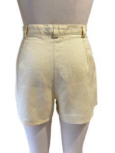 Handmade Linen Shorts - Eccentrik Collections, LLC Linen Belt, Linen Shorts, Bermuda Shorts, Lingerie, Zipper, Yellow