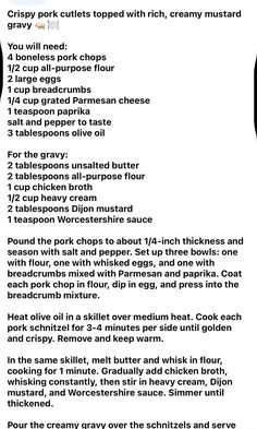 the recipe for this meal is shown in black and white