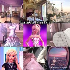 fashion fairytale collage with barbie dolls and dresses