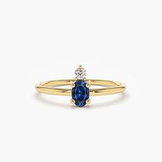 14K Gold Oval Sapphire and Diamond Ring – FERKOS FJ Dainty Gold Band, Oval Sapphire Ring, Measure Ring Size, Sapphire And Diamond Ring, Local Jewelry, Sapphire Diamond Ring, Accessories Collection, Blue Sapphire Rings, Diamond Color