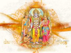 an artistic painting of three deities