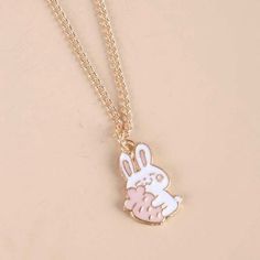 Bunny Necklace -Size In Pics -White And Pink Bunny With Pink Carrot Pet Friendly Home Smoke Free Home Cute White Necklaces For Spring, Casual White Necklaces For Gifts, Bridal Party Necklace, Abalone Shell Necklace, Bunny Necklace, Star Charm Necklace, Braided Necklace, Daisy Necklace, Herringbone Necklace