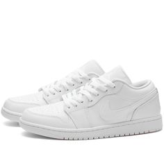 Find JORDAN 1 Low W Sneakers on Editorialist. Taking inspiration from the original shoe that debuted in the mid 80s, the Air Jordan 1 Low is made to a low top minimalist style with all white colourways. The heel of the sneaker showcases the brand’s original logo of the wings, the side of the sneakers features the Swoosh branding as a matching overlay. Leather Uppers, Leather Overlays, Perforated Toe Box, Tongue Branding, Embroidered Branding, Rubber Outsole. Air Jordan Women's 1 Low W Sneakers i Aj1 Low, Sneaker Culture, Air Jordans Women, Sophisticated Aesthetic, Jumpman Logo, Jordan Air, Air Jordan Sneakers, Casual Sneakers Women, Denim Gift