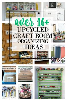 organized craft room organization ideas with text overlay