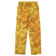 "Relax in both comfort and fun style when you step into these cozy and soft Men's Garfield Orange Sleep Pants. FEATURES Rounded hem Fly front Two functional side pocketsFIT & SIZING Inseam: 32\" Elastic waistband with drawstringFABRIC & CARE Cotton Machine wash Imported Gender: male. Age Group: adult." Yellow Bottoms With Pockets For Loungewear, Yellow Loungewear Bottoms With Pockets, Cartoon Pajama Pants, Mens Pjs, Mens Pajama Pants, Cute Pajama Sets, Cat Pajamas, Mens Sleepwear, Pyjama Bottoms