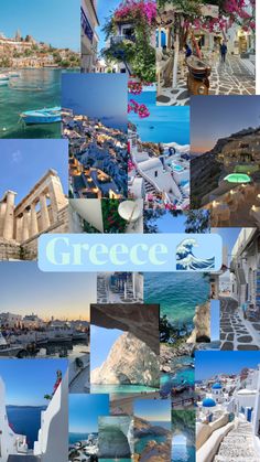 a collage of photos with the words greece