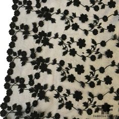 Border Pattern Floral Embroidered Tulle - Black Content - 100% Polyester Color - Black Width - 52" Fabric Not Reorderable Black Fabric Embroidery Patterns, Luxury Black Embroidered Fabric For Designer Wear, Luxury Black Set With Embroidered Border, Luxury Black Embroidered Fabric For Diwali, Black And White Embroided Fabric, Luxury Black Embroidered Fabric With Floral Design, Luxury Black Fabric With Embroidered Border, Luxury Black Embroidered Fabric With Border, Luxury Black Elegant Embroidered Fabric