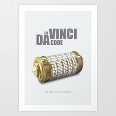 the davinci code art print is shown on a white background with gold lettering