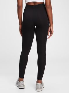 Basic Leggings | Gap Sporty Tight Pants With 5-inch Inseam, Sporty Full-length Tights With Wide Waistband, High Stretch Elastane Leggings With Elastic Waistband, Stretch Mid-rise Leggings With Contoured Waistband, Sporty High Waist Leggings With Ribbed Waistband, Tight Elastane Pants With Contoured Waistband, Fitted Sportswear Bottoms With 5-inch Inseam, Sportswear Fitted Bottoms With 5-inch Inseam, Tight Pants With Contoured Waistband