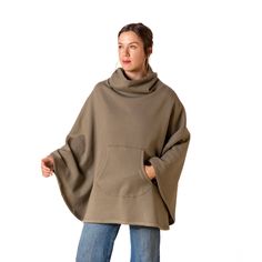 Knit Sweater - Morse code stitching on the pocket of this chic poncho translates to breathe, with an English version on the back. Long Sleeve Poncho With Pockets For Fall, Fall Long Sleeve Poncho With Pockets, Oversized Poncho With Pockets, Casual Oversized Poncho With Pockets, Artful Home, Morse Code, Knitted Poncho, Tunic Length, Long Sleeve Tunic