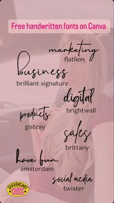 Handwritten Canva fonts for free Canva Fonts Combinations, Fonts For Canva, Rose Branding, Free Canva Fonts, Sitting On A Couch, Canva Guide, Fonts Canva, Modern Fonts Free