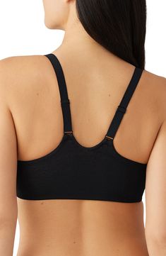 A perfect complement to sleeveless outfits, this front-close bra features stretch-foam cups and special smoothing fabric at the racerback and sides. Front clasp closure 86% nylon, 14% spandex Hand wash, line dry Imported Fitted Racerback Bra With Built-in Padding, Tank Strap Bra With Removable Pads, Seamless Stretch Racerback Bra, Racerback Bra With Removable Pads, Seamless Racerback Bra With Medium Support, Underwire Fitted Sports Bra, Medium Support Racerback Bra With Removable Pads, Stretch Black Tank Top With Removable Bra Pads, Supportive Racerback Bra With Medium Bust Support