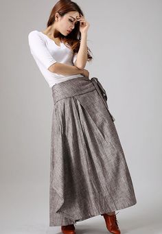 long wrap skirt, Boho skirt, linen skirt, maxi skirt, womens skirts, Custom skirt,plus size skirt, unique skirts ,gift ideas,best seller 872 Long Wool Skirt, Linen Wrap Skirt, Maxi Wrap Skirt, Long Wrap Skirt, Skirt Diy, Skirt Linen, Unique Skirts, Tailored Clothes, Skirt Wrap