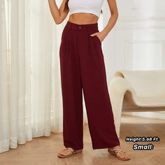 Uvplove Casual Wide-Leg Trousers is the perfect blend of style, comfort and versatility. These trousers promise to be a quality addition to your wardrobe, meeting your needs for any occasion, be it dressy or casual. The trousers are not just an item of clothing, but an investment in your comfort and style. Designed for the modern woman, these trousers allow you to express your unique temperament while staying in style. The wide-leg design not only adds a touch of trendiness, but also ensures ult Business Pants, Loose Trousers, Lightweight Pants, Work Wear Women, Work Casual, Dressed Down, Wide Leg Trousers, Wine Red, High Waisted Pants