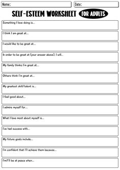 worksheet for the self - sem worksheet for adults to use