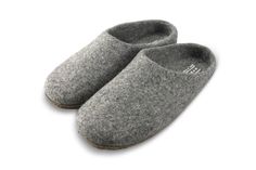 Kyrgies Wool Slippers with an All Natural Leather Sole - Mens Gray Slippers With Arch Support, Felt Slippers, Felt Shoes, Bacon Grease, Comfortable Slippers, Felted Slippers, Wool Slippers, Fathers Day Presents, Designer Slippers