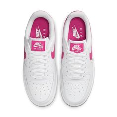 DD8959-102 Casual White Nike Air Force 1 With Air Cushioning, Nike Air Force 1 White With Branded Insole, Pink Nike Air Force 1 Casual Lace-up Shoes, Pink Nike Air Force 1 Casual Lace-up, Pink Low-top Nike Air Force 1 Casual Shoes, Nike Air Force Pink And White, White Nike Air Force 1 Low-top With Air Cushioning, Pink Nike Air Force 1 Synthetic, Skate Shoes