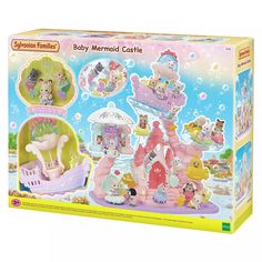 the baby mermaid castle playset is in its box