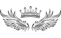 two wings with a crown on top