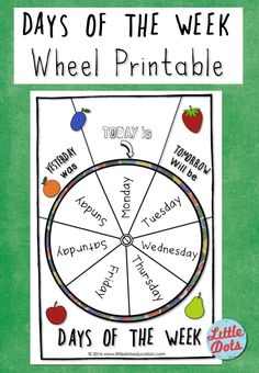 the days of the week wheel printable for kids to practice their writing and spelling skills