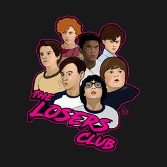 an image of the lost club on a black background with pink lettering and images of people