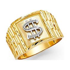 Mens genuine real solid 14k gold fashion ring band. High quality band ring for men. Special item for any occasion. Solid 14k Yellow Gold Dollar Sign Ring Square Money Symbol Band Polished Genuine Men 14MM Size 8.5. Color: Metal Type.  Gender: male.  Age Group: adult. Money Symbol, Money Rings, Gold Dollar, Square Diamond Rings, Ring Square, Wedding Ring Styles, Dollar Sign, Gold Rings Fashion, Detailed Jewelry