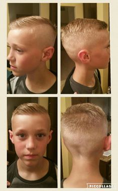 Boys 50s clean cut side parted short haircut. Best one he's had in a while. Had to save for next time. Kids Hairstyles Boys, Boys Haircut Styles, 50s Hairstyles, Summer Haircuts, Very Short Haircuts, Kids Hair Cuts, Short Haircut