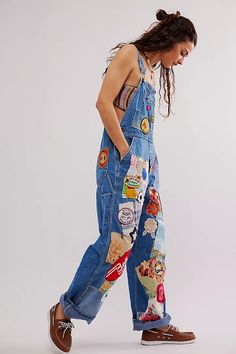 Eclectic Overalls | Free People Chic Artsy Outfits, Painted Overalls Aesthetic, Eclectic Wardrobe Style, Eclectic Fashion Style Casual, Casual Eclectic Outfits, Free People Sewing Patterns, 80s Street Fashion, Artsy Girl Outfit, Eclectic Aesthetic Fashion