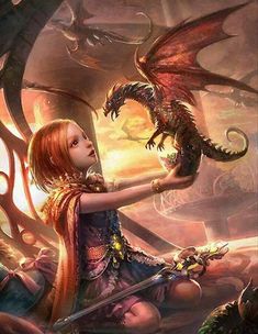 Dragon Girl, Dragon Rider, Airbrush Art, Baby Dragon, Fantasy Dragon