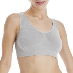 PRICES MAY VARY. KNIT-IN SUPPORT - Strategic knit panels and a ribbed under band provide the support you need. ADAPTS TO YOUR SHAPE - ComfortFlex Fit bras stretch effortlessly to mold to your shape. COOL ALL DAY - Cool Comfort moisture-wicking fabric keeps you cool and comfortable. THE SMOOTHNESS YOU WANT - Seamless construction, a built-up back, and wide straps for the invisible look you want under clingy clothes. NATURAL SHAPING - Unlined cups offer natural shaping and sublime comfort. NO HARD Supportive Seamless Casual Top, Casual Supportive Seamless Top, Solid Color Supportive Seamless Top, Comfortable Stretch Gray Tops, Comfortable Gray Stretch Top, Sporty Stretch Knit Tops, Gray Seamless High Stretch Top, Gray High Stretch Seamless Top, Gray High Stretch Tops With Built-in Bra