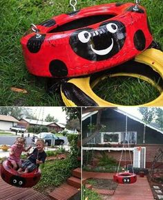 an image of a ladybug ride in the grass with other pictures on it