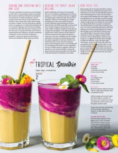 the recipe for tropical smoothie is shown in this magazine