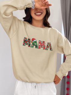 ❤ ❤ ❤  Get cozy this Christmas with our festive sweatshirts. Made from a premium blend of 50% cotton and 50% polyester, these holiday essentials offer unmatched softness, warmth, and durability. With air-jet spun yarn for a gentle feel and a quarter-turned design to keep it crease-free, you'll look as great as you feel. Perfect for all your holiday gatherings, our sweatshirts combine comfort with quality stitching for lasting wear. Celebrate in style with a sweatshirt that's ready for the season Pink Cotton Holiday Sweatshirt, Christmas Graphic Print Relaxed Fit Sweatshirt, Mama Bear Sweatshirt, Holiday Essentials, Mama Sweatshirt, Holiday Gathering, Getting Cozy, White Ink, Look Plus