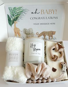 Expecting moms will absolutely love this thoughtful, sweet, mama and baby gender neutral gift.  Are you looking for the perfect gift for someone you love, a coworker, neighbor, teacher, friend, bestie, mom, sister, aunt, or any loved one? Choose this curated mama and baby gift box perfect for any expecting mama. All our boxes are hand packed with the highest quality of comfort items. This box includes the cutest items that will coordinate with any baby nursery.  The wooden detail and mixed materials are sure to be LOVED for a long time. GIFT BOX INCLUDES: FOR MOM: ♥ 8oz jar candle with bamboo lid "hey mama you got this!" ♥ light weight scrunchie hair tie to coordinate with box ♥ plush, cozy solid socks that are perfect for year-round FOR BABY: ♥ cute fox wooden rattle ♥ baby bear neutral b Pregnancy Care Package, Postpartum Gift, Pregnancy Gift Box, Mom Gifts Box, Baby Shower Gift Box, Hygge Gifts, Cadeau Parents, Cheer Up Gifts, Cadeau Baby Shower