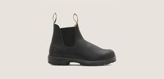 Black Premium Leather Chelsea Boots, Men's Style 558 - Blundstone USA Classic Slip-on Boots With Vibram Sole, Rugged Black Chelsea Boots For Outdoor, Classic Slip-on Walking Boots, Black Chelsea Boots With Steel Toe And Round Shape, Black Chelsea Boots With Steel Toe And Round Toe, Black Chelsea Boots With Reinforced Toe For Outdoor, Classic Steel Toe Boots For Walking, Black Rugged Chelsea Boots With Round Toe, Black Chelsea Boots With Reinforced Heel