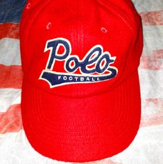 Polo Fitted Cap Which Reads Polo Football. A Rare Cap That Is Hard To Find New With Tags. Classic Red Hat With Embroidered Logo, Classic Red Six-panel Baseball Cap, Classic Red Baseball Cap For Sports Events, Vintage Red Six-panel Baseball Cap, Classic Red Baseball Cap With Flat Brim, Classic Red Hats For Sports Events, Classic Red Hat For Sports Events, Classic Red Baseball Cap With Curved Brim, Classic Red Baseball Cap With Visor