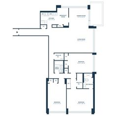 the floor plan for an apartment with two bedroom and one bathroom, which is located at the