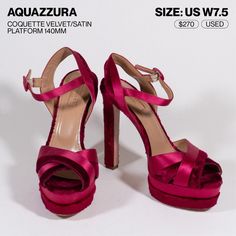 Aquazurra Coquette Velvet/Satin Platform 140mm - Us W7.5 - Great Condition Aquazzura Shoes, Book Decor, Shoes Women Heels, Shoes Heels, Size 7, Velvet, Satin, Women Shoes, Heels