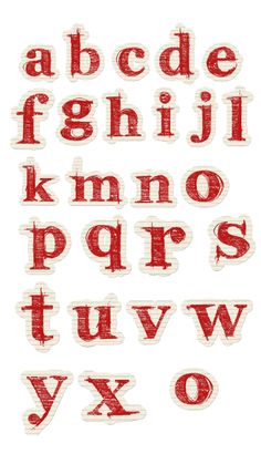 the letters are drawn in red and white with some type of writing on it,