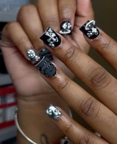 Silver Acrylic Nails, Punk Nails